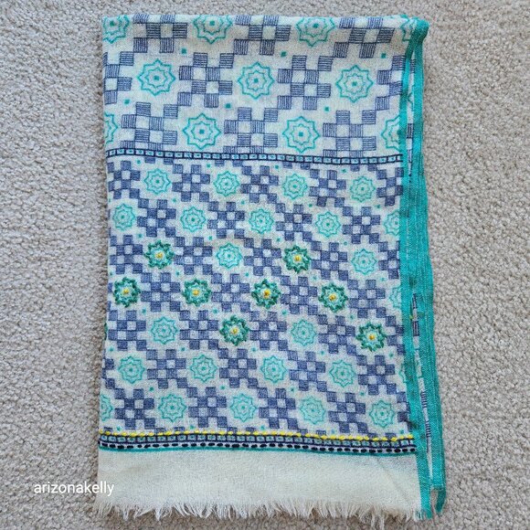 NWOT Anthropologie Wool Scarf Lightweight Embellished Embroidered - Picture 1 of 10